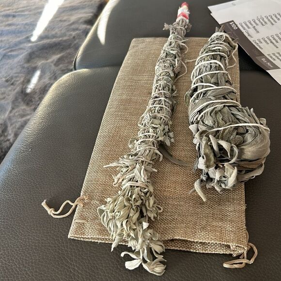 Sage Smudge Two Pack Tribal decorative cotton trim ceremonial bag Quiet Luxury - Picture 5 of 10